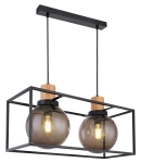 Metalowa czarna lampa wisząca R-2 LOFT  II elementy drewna 