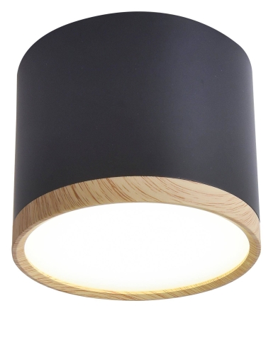 Lampa sufitowa czarno-drewniana TUBA TENS 8,8x7,5cm