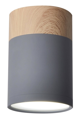 Lampa sufitowa szaro-drewniana TUBA TENS 6,8x10cm