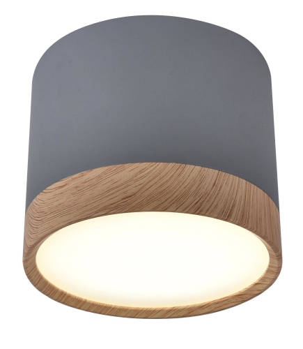 Lampa sufitowa szaro-drewniana TUBA TENS 8,8x7,5cm