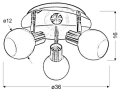 Lampa sufitowa plafon 3X40W E14 mosiądz ANILS