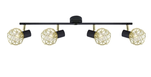 Lampa ścienna sufitowa listwa czarno-złota 4x40W E14 ARIVA