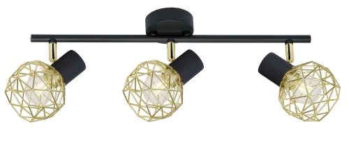 Lampa ścienna sufitowa listwa potrójna czarno-złota ARIVA