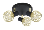 Lampa sufitowa ARIVA czarny klosz złoty plafon 3xE14 