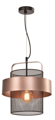 Lampa wisząca czarna/miedziana metalowy koszyk 40W FERD