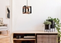 Lampa wisząca czarna metalowa + drewno 40W VOREN