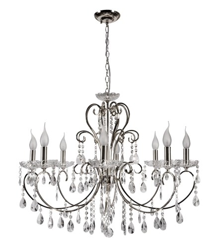 Lampa wisząca chromowa z kryształami żyrandol ARIVER 8x40W