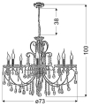 Lampa wisząca chromowa z kryształami żyrandol ARIVER 8x40W