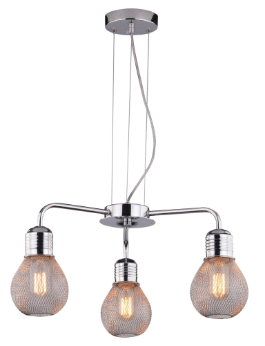Wisząca lampa chrom druciany klosz 3x60W GUSTER
