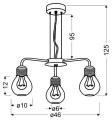 Wisząca lampa chrom druciany klosz 3x60W GUSTER