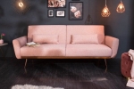 Rozkładana różowa sofa glamour na metalowych złotych nogach - BENDETTI
