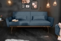 Stylowa sofa w niebieskim kolorze z metalowymi nogami 208 cm, BENDETTI