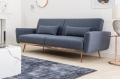 Stylowa sofa w niebieskim kolorze z metalowymi nogami 208 cm, BENDETTI