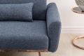 Stylowa sofa w niebieskim kolorze z metalowymi nogami 208 cm, BENDETTI