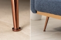 Stylowa sofa w niebieskim kolorze z metalowymi nogami 208 cm, BENDETTI