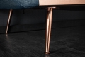 Stylowa sofa w niebieskim kolorze z metalowymi nogami 208 cm, BENDETTI