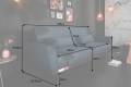Stylowa sofa w niebieskim kolorze z metalowymi nogami 208 cm, BENDETTI