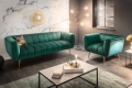 Sofa do salonu w kolorze zielonym z metalowymi nogami, NEBRES