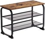 Ławka z półką na buty ze stali i płyty mdf w czarno-brązowym kolorze, RADS