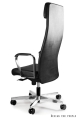 Fotel biurowy z eko-skóry w czarnym kolorze z aluminiową podstawą, AKINA