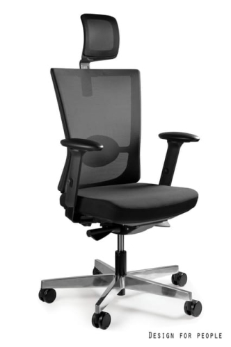 Fotel ergonomiczny tapicerowany skórą naturalną i siatką, wybór kolorów FONT