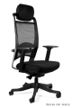 Fotel ergonomiczny tapicerowany skórą naturalną i siatką w czarnym kolorze, wybór kolorów FUMA