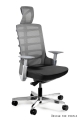 Fotel ergonomiczny czarny tapicerowany skórą naturalną z aluminiową podstawą, wybór kolorów SADA