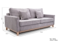 Stylowa sofa z funkcją spania i drewnianymi nóżkami, wybór kolorów, ARNO5