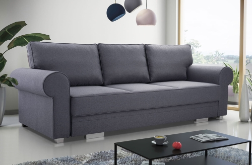 Stylowa sofa z funkcją spania i chromowanymi nóżkami, wybór kolorów, BARS5