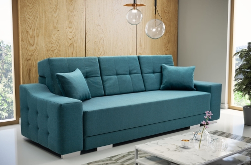 Sofa z funkcją spania i chromowanymi nóżkami, wybór kolorów, CAVO3