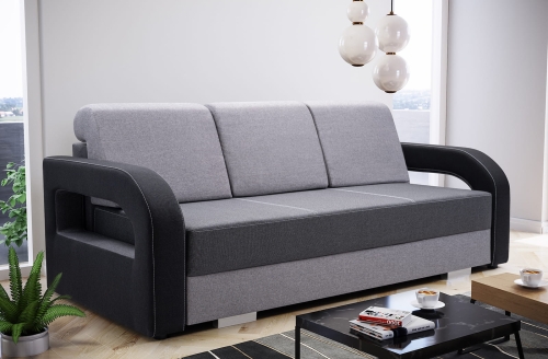 Sofa z funkcją spania z chromowanymi nóżkami, wybór kolorów, LENO