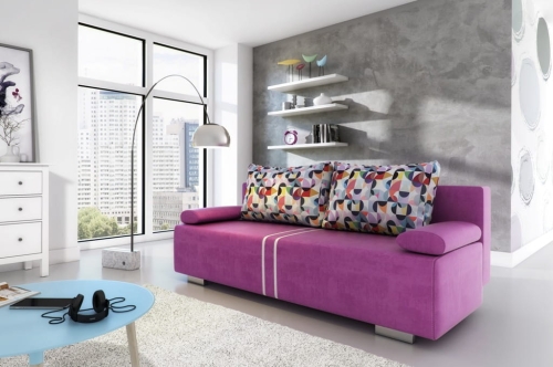 Sofa z funkcją spania z chromowanymi nóżkami, wybór kolorów, MANU