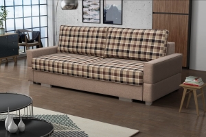 Stylowa sofa z funkcją spania z chromowanymi nóżkami, wybór kolorów, SHEN5