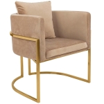 Tapicerowany fotel Glam CLESY VELVET khaki złota podstawa chrom
