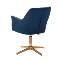 Fotel biurowy z aksamitu w niebieskim kolorze z metalową podstawą, CAFRE