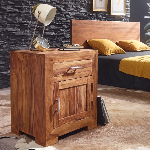 Szafka nocna z litego drewna sheesham, 50 cm, MARMA