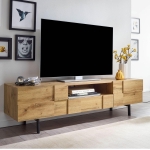 Szafka RTV loft 160 cm w optyce naturalnego dębu na metalowych nogach, WX