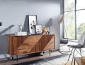 Komoda z litego drewna sheesham 148 cm na metalowych nogach, PIANO