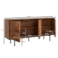 Komoda z litego drewna sheesham 148 cm na metalowych nogach, PIANO