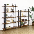 Stojący regał pomocniczy loft 177/105 cm, półki w kolorze drewna, metalowa rama - RADS
