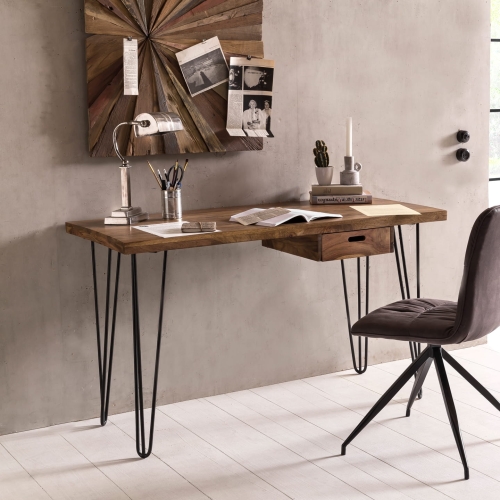 Biurko 130 cm z litego drewna, BOREK