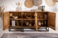 Komoda z półkami drewno mango 140 cm, metalowa podstawa - SCORPION