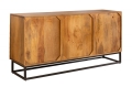 Komoda z półkami drewno mango 140 cm, metalowa podstawa - SCORPION