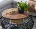 Stolik GIERO LOFT 60 cm lite drewno mongo, czarny metal