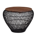 Stolik GIERO LOFT 60 cm lite drewno mongo, czarny metal