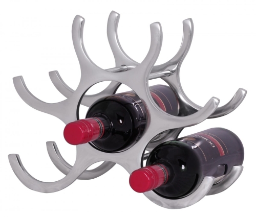 Stojak na wino w kolorze srebrnym, metalowy - YUKO 2
