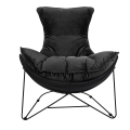 Tapicerowany fotel NURU czarny welur, metalowa podstawa