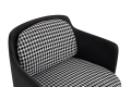 Komfortowy fotel w czarnym kolorze z pepitką, czarny metal, CENTON