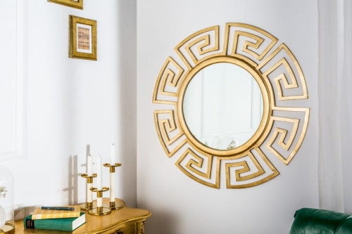 Eleganckie lustro ścienne z metalu w złotym kolorze 85 cm, SEDRIC