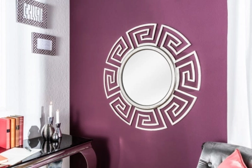 Eleganckie lustro ścienne z metalu w srebrnym kolorze 85 cm, SEDRIC